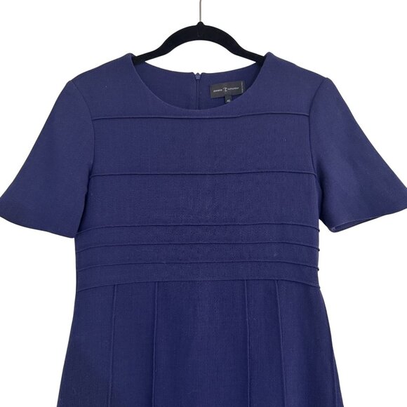 Jennifer Tattanelli Womens Navy Blue Virgin Wool Zip-Up Short Sleeve Mini Size 8 - Picture 5 of 8